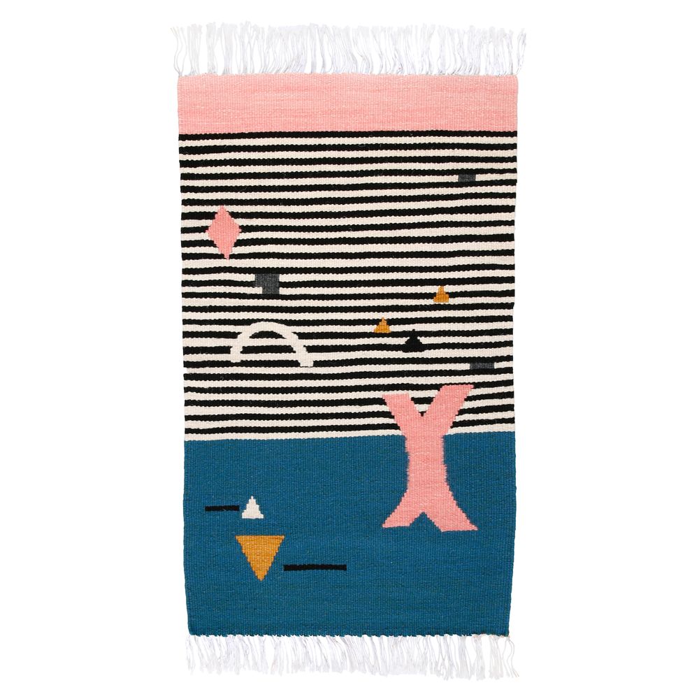 Autres décorations murales - Tapis Kilim fait à la main SHAPES ON STRIPES - TARTARUGA