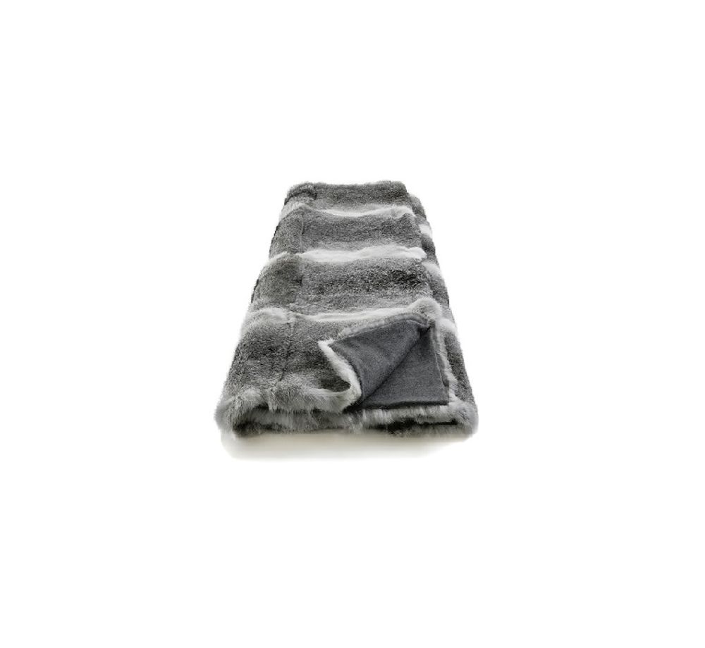 Throw blankets - plaid; rabbit fur; nature; grey nature ; 130x180 cm - KATRIN LEUZE -COLLECTION-