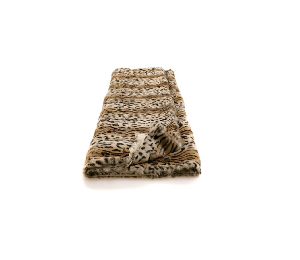 Throw blankets - plaid; goat; print gepard/back 100% linen; beige/brown; 130x180 cm - KATRIN LEUZE -COLLECTION-