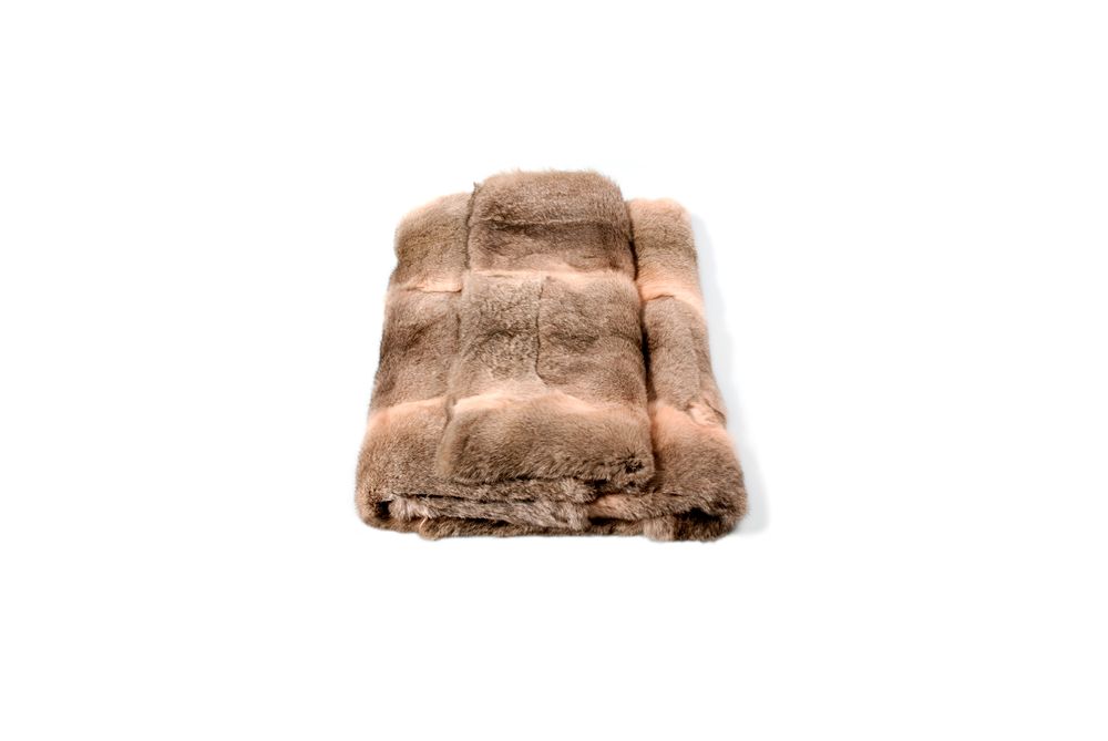 Throw blankets - plaid; rabbit fur; colored; light pink; 130x180 cm - KATRIN LEUZE -COLLECTION-