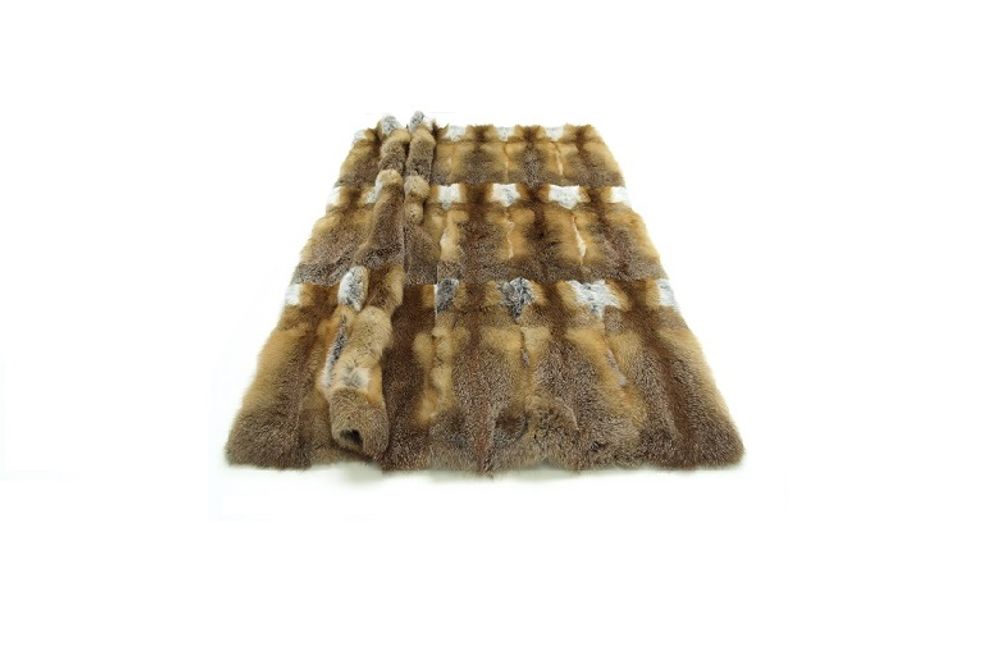 Throw blankets - plaid; fox fur full fur; nature; redbrown; 140x200cm - KATRIN LEUZE -COLLECTION-