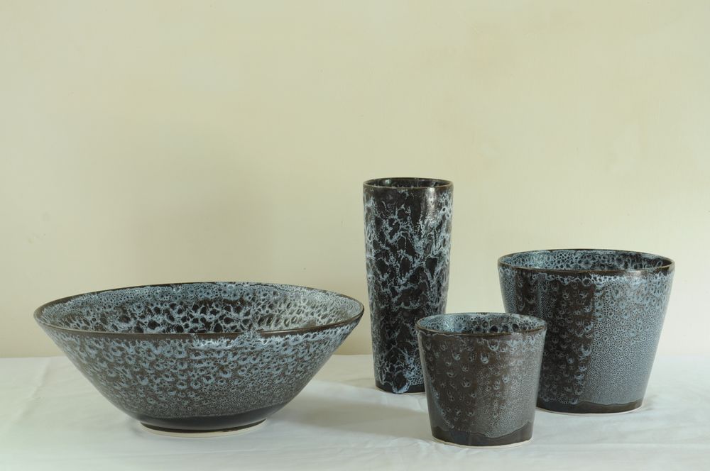 Ceramic - Group of vases and bowl (38 cm) in stoneware - CHRISTIANE PERROCHON