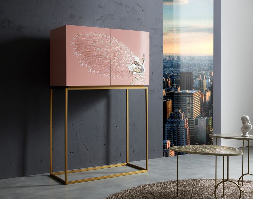 Consoles - ROSE PAON, Armoire à pieds en nacre dorée - ARIJIAN