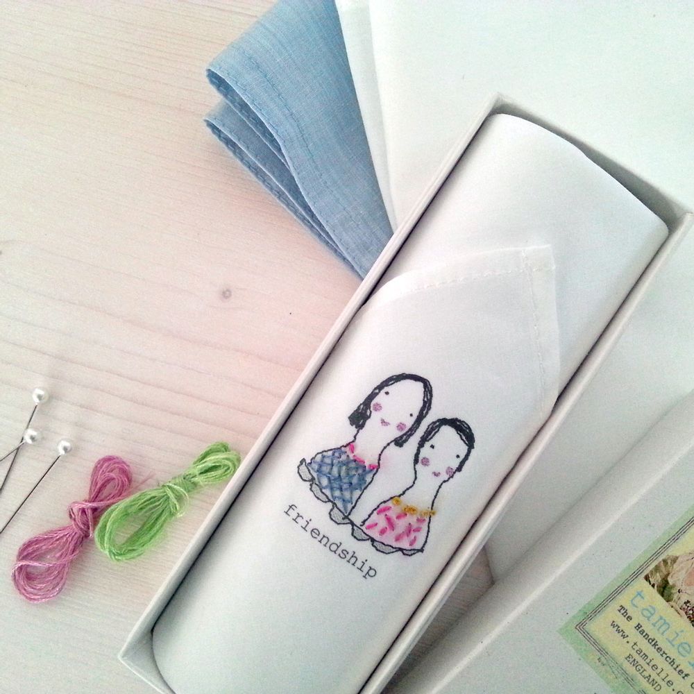 Scarves - Hand-embroidered handkerchief for women - Box of one - TAMIELLE HANDKERCHIEFS