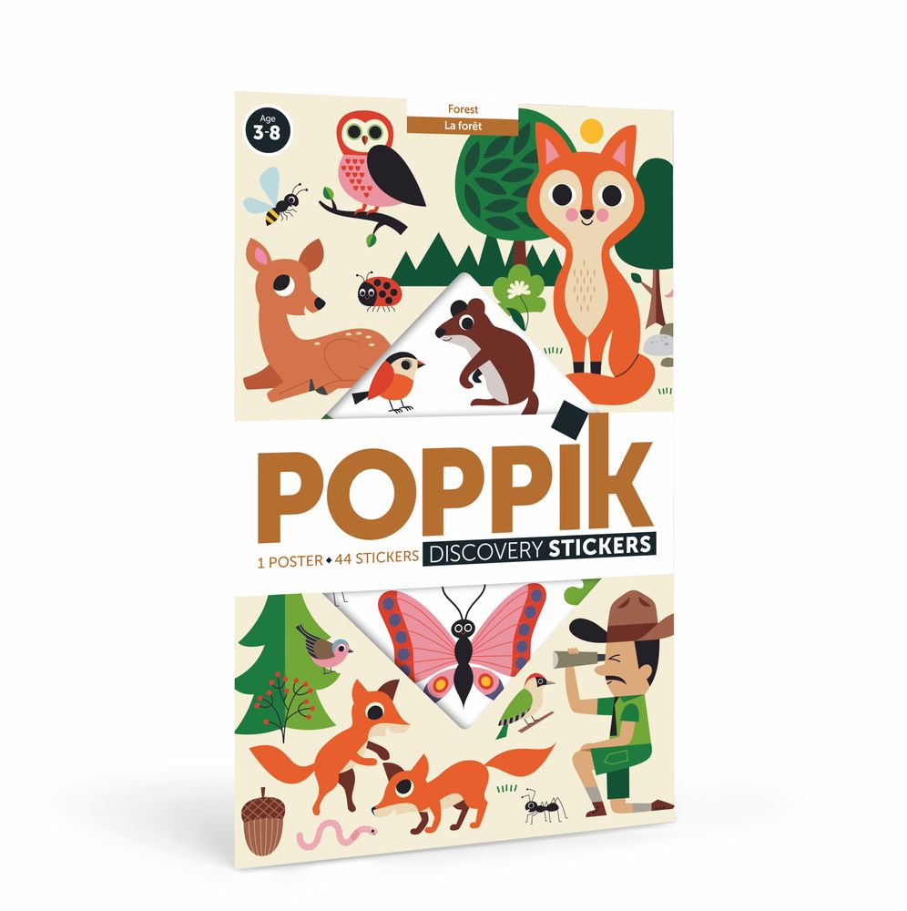 Jeux enfants - Poster éducatif + 60 stickers - LA FORÊT - POPPIK - BAYARD JEUNESSE