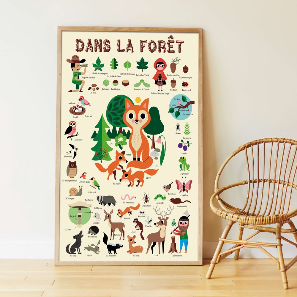 Jeux enfants - Poster éducatif + 60 stickers - LA FORÊT - POPPIK - BAYARD JEUNESSE