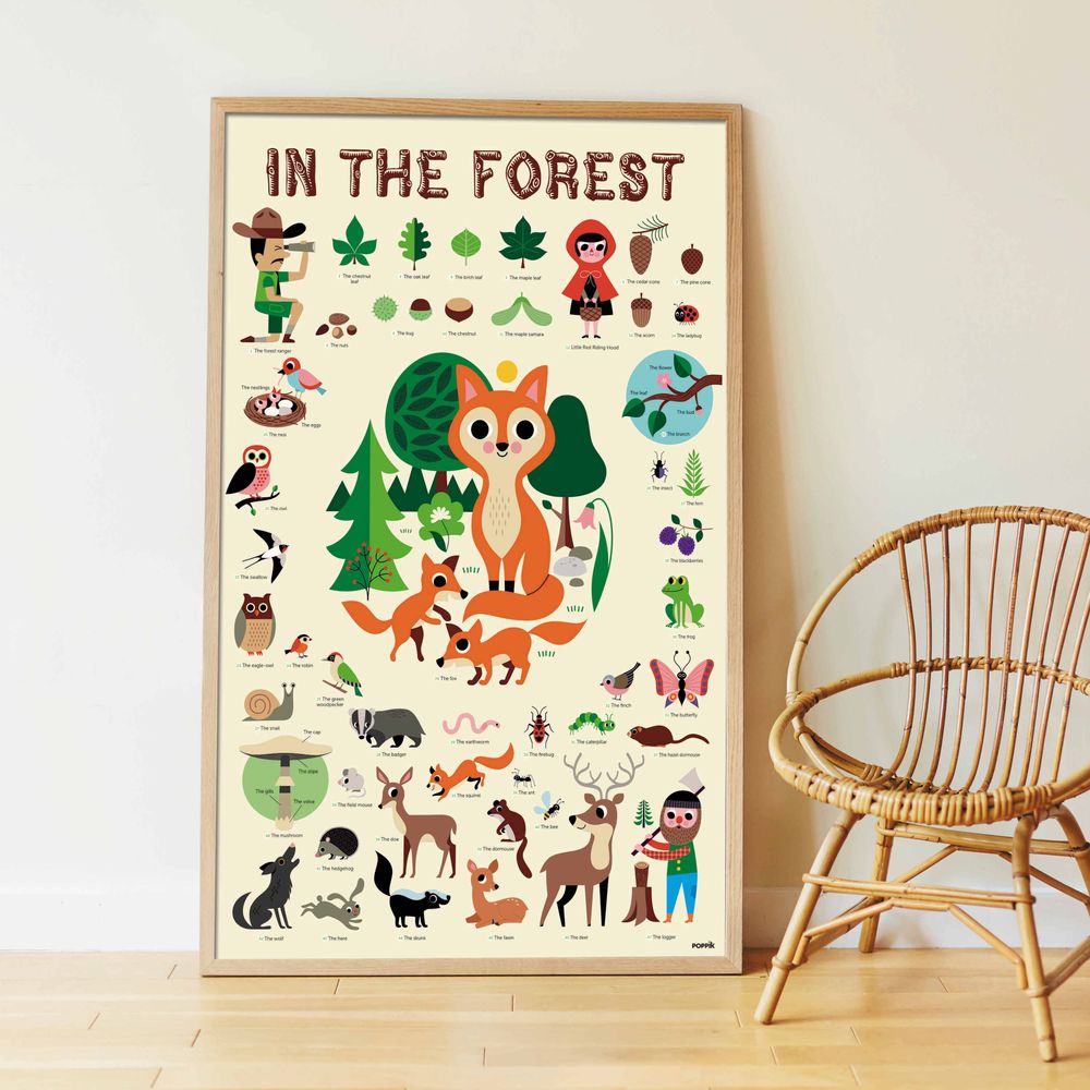 Jeux enfants - Poster éducatif + 60 stickers - LA FORÊT - POPPIK - BAYARD JEUNESSE