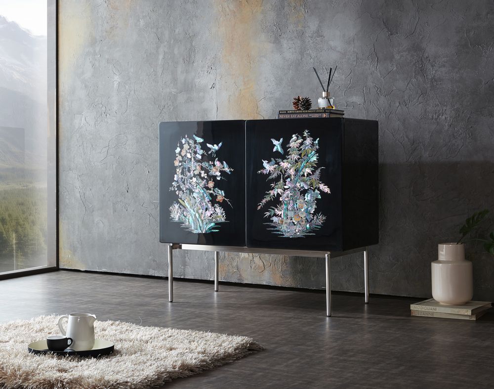 Decorative objects - FLOWER COLONY, 2 Doors Sideboard with Mother-of-Pearl - ARIJIAN