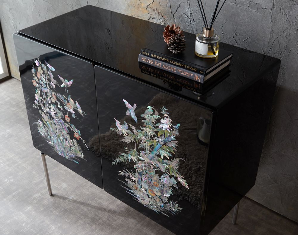 Decorative objects - FLOWER COLONY, 2 Doors Sideboard with Mother-of-Pearl - ARIJIAN