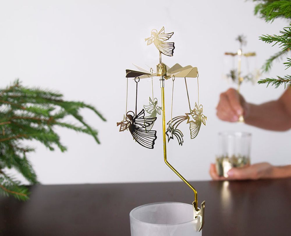 Decorative objects - ROTARY CANDLE HOLDER CLIPS FLYING ANGEL STARS - PLUTO PRODUKTER