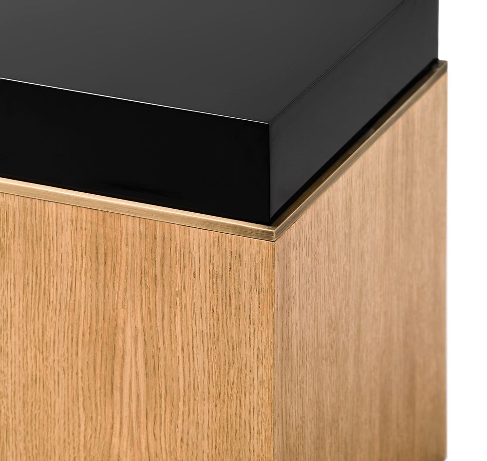 Console table - Block Pedestal in Gold Limed Oak and Lacquered Top - DUISTT