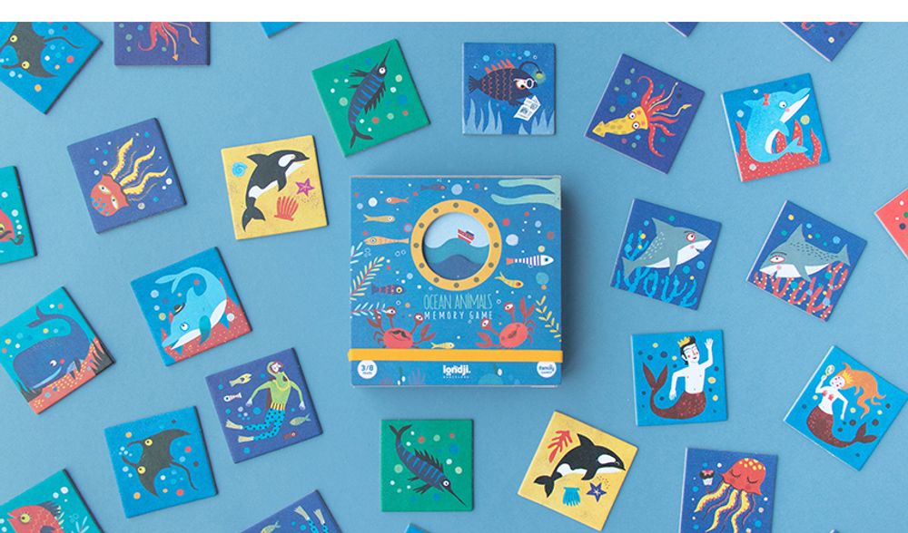 Jouets enfants - DI006 OCEAN ANIMALS - JEU DE MEMOIRE - LONDJI