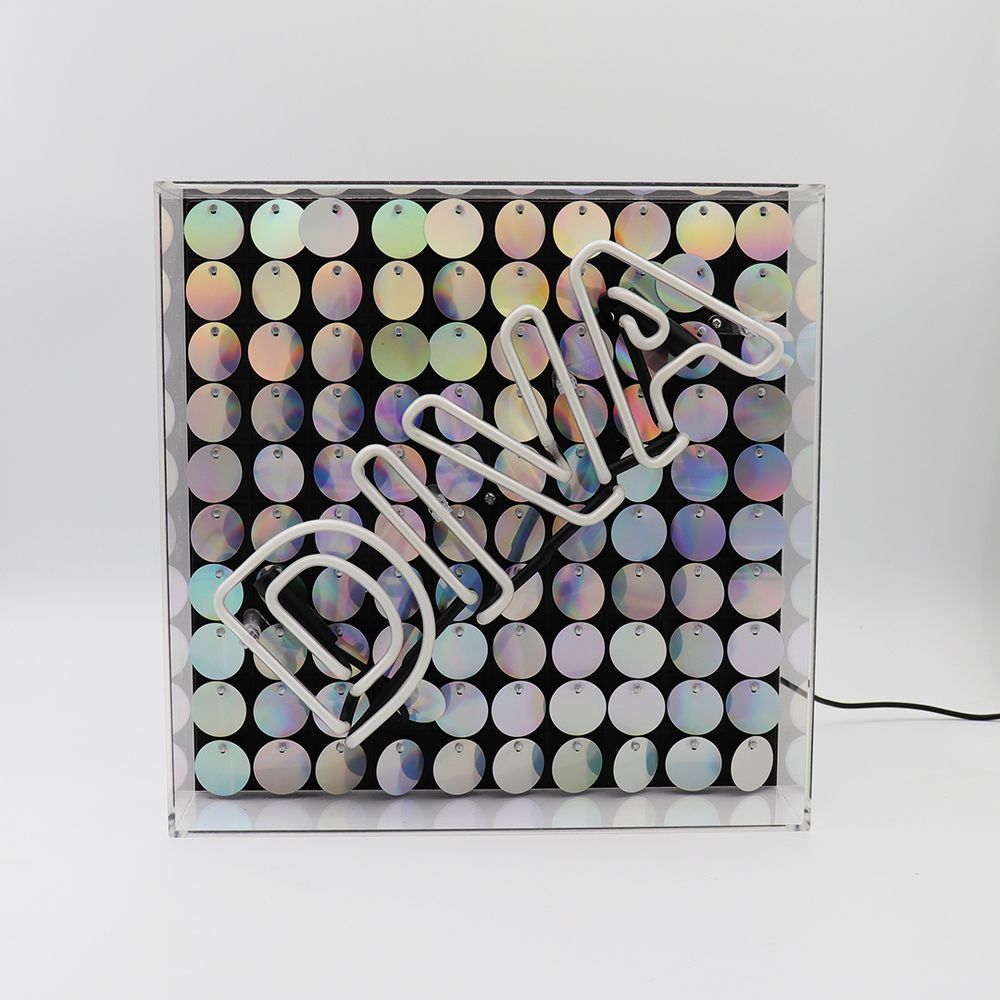 Desk lamps - 'Diva' Acrylic Box Neon Light with Sequins - LOCOMOCEAN