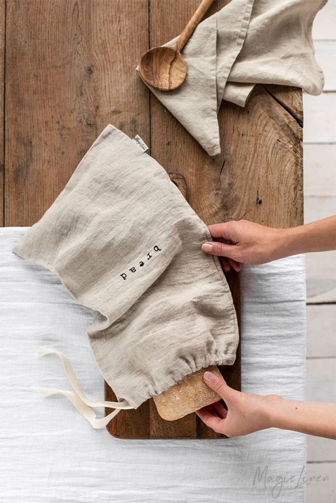 Linge d'office - Sac à pain en lin imprimé pour le stockage des aliments - MAGICLINEN
