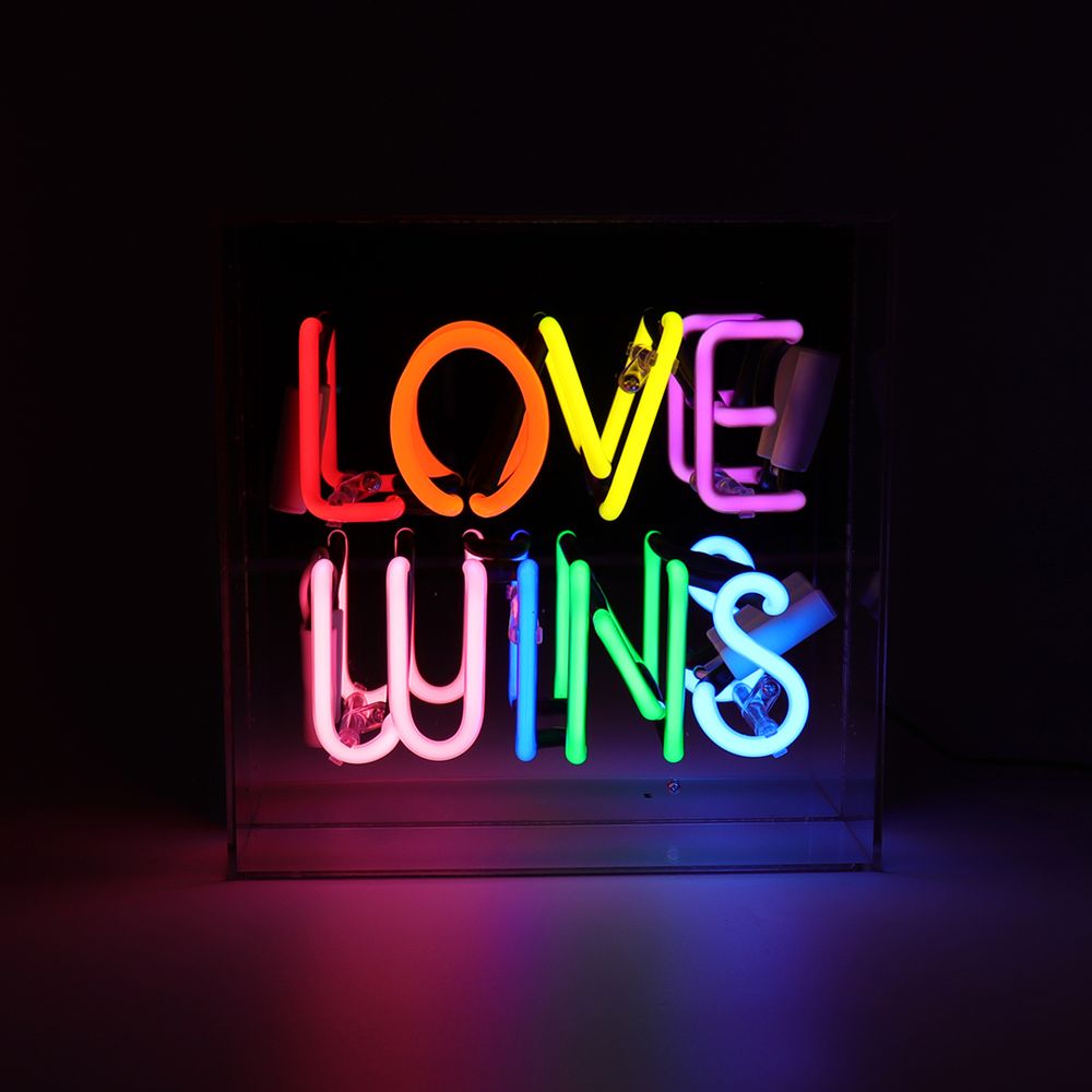 Desk lamps - 'Love Wins' Acrylic Box Neon Light - LOCOMOCEAN