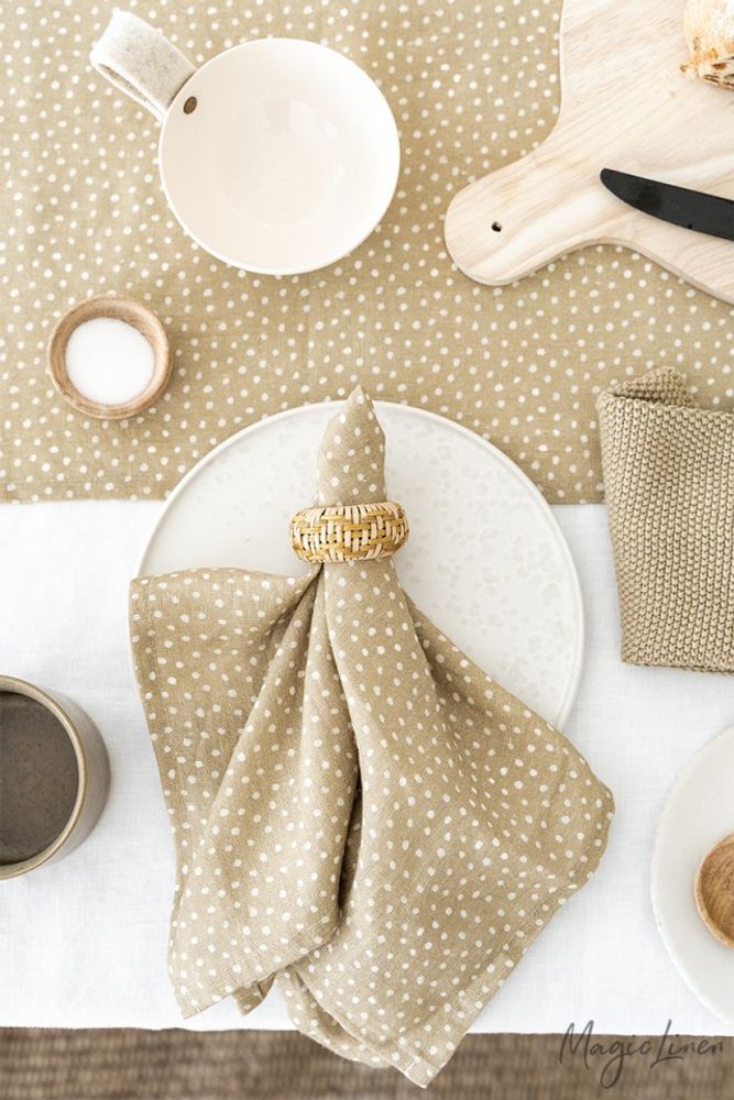 Napkins - POLKA DOTS LINEN NAPKINS - MAGICLINEN