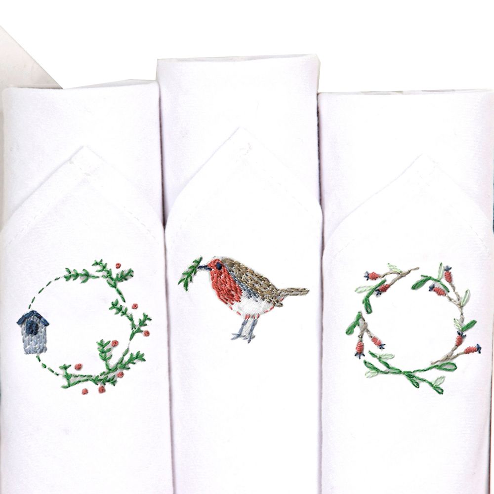 Scarves - Handkerchiefs - set of three embroidered handkerchiefs for ladies - TAMIELLE HANDKERCHIEFS