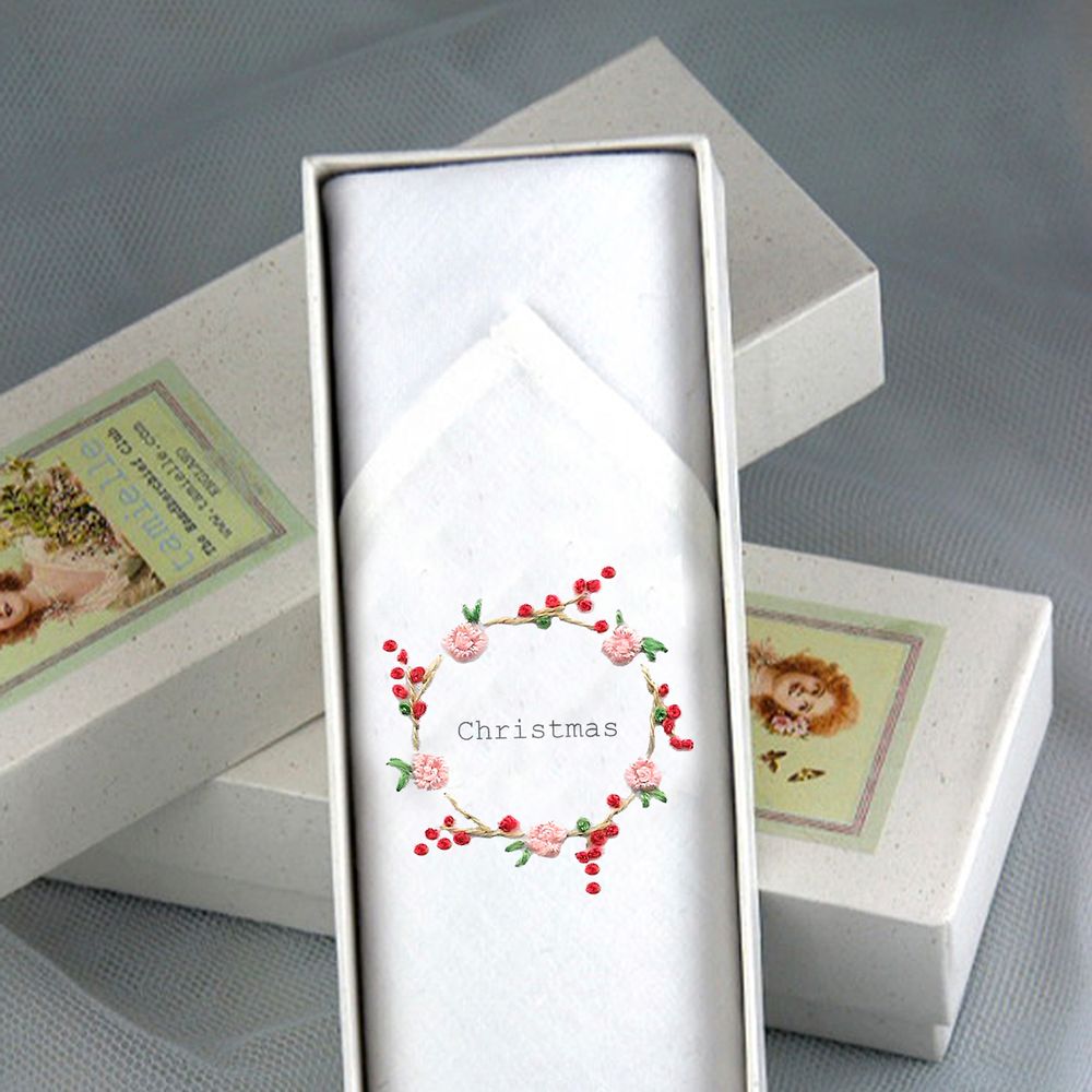Scarves - Hand-embroidered handkerchief for women - Box of one - TAMIELLE HANDKERCHIEFS