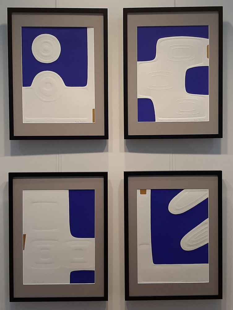 Paintings - Engraving and embossing 45 cm x 60 cm blue - FOUCHER-POIGNANT