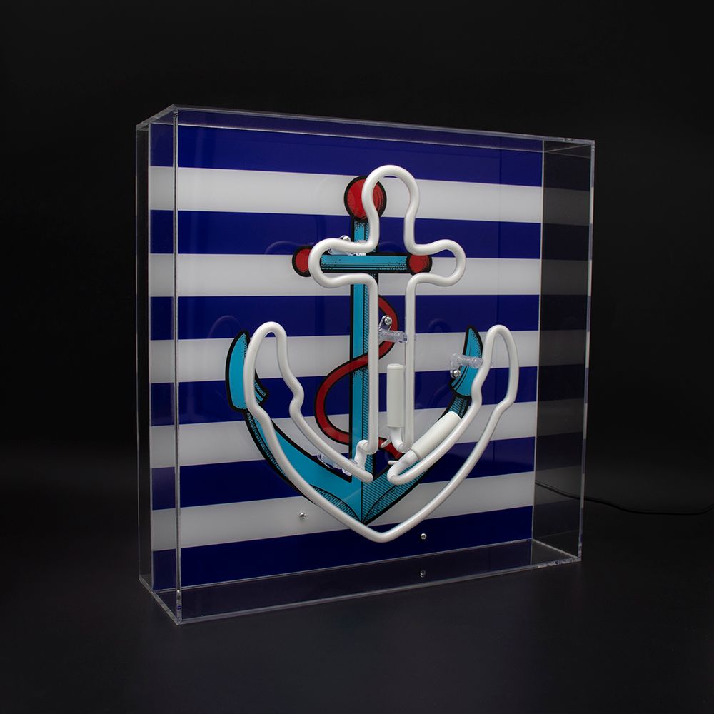 Lampes de bureau  - 'Anchor' Grande boîte à néon en acrylique avec graphisme - LOCOMOCEAN