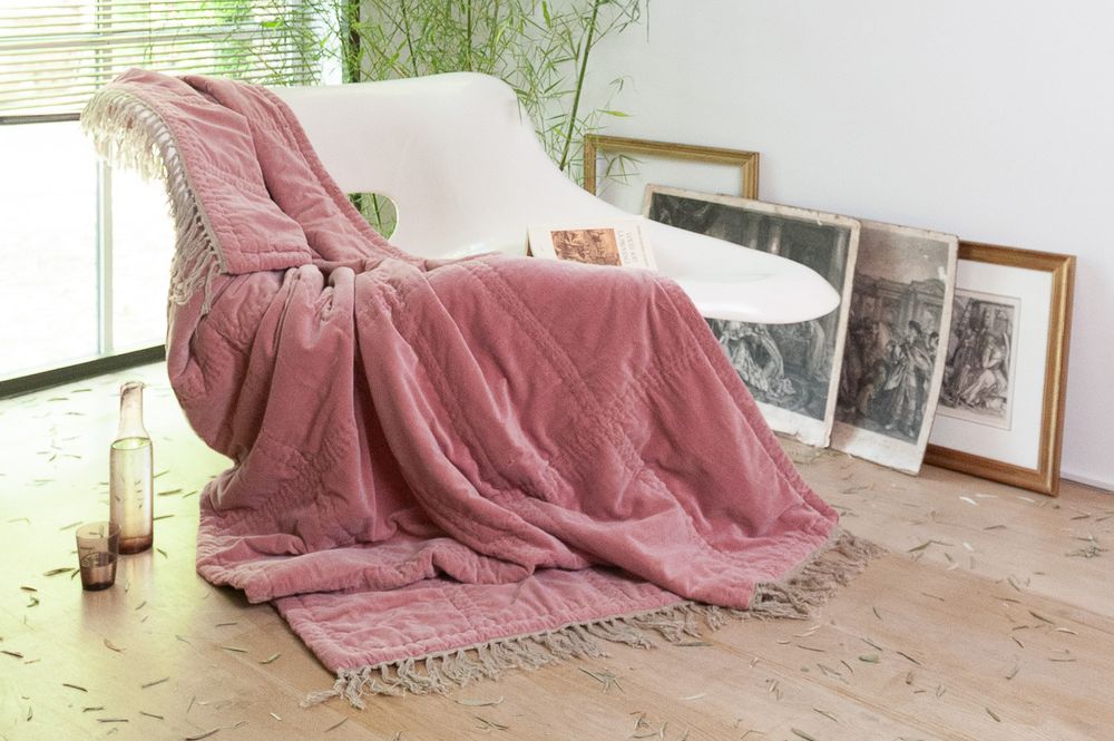 Decorative objects - Boho blanket in cotton velvet and large linen 130x250 cm - EN FIL D'INDIENNE...