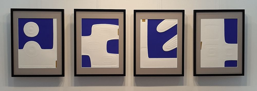 Paintings - Engraving and embossing 45 cm x 60 cm blue - FOUCHER-POIGNANT