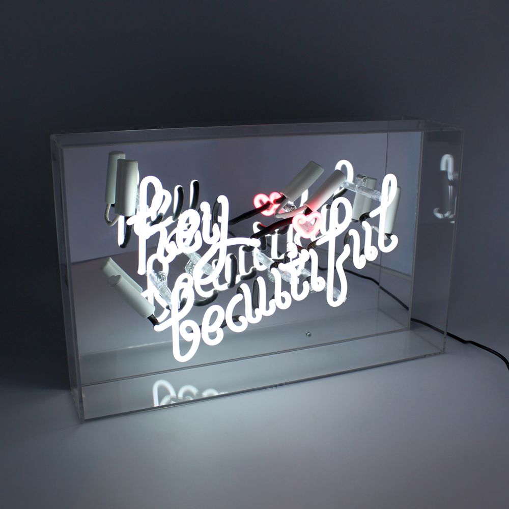 Lampes de bureau - Boîte à néon « Hey Beautiful » en acrylique - LOCOMOCEAN