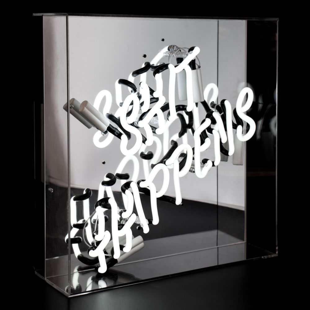 Table lamps - 'Shit Happens' Large Acrylic Box Neon Light - LOCOMOCEAN