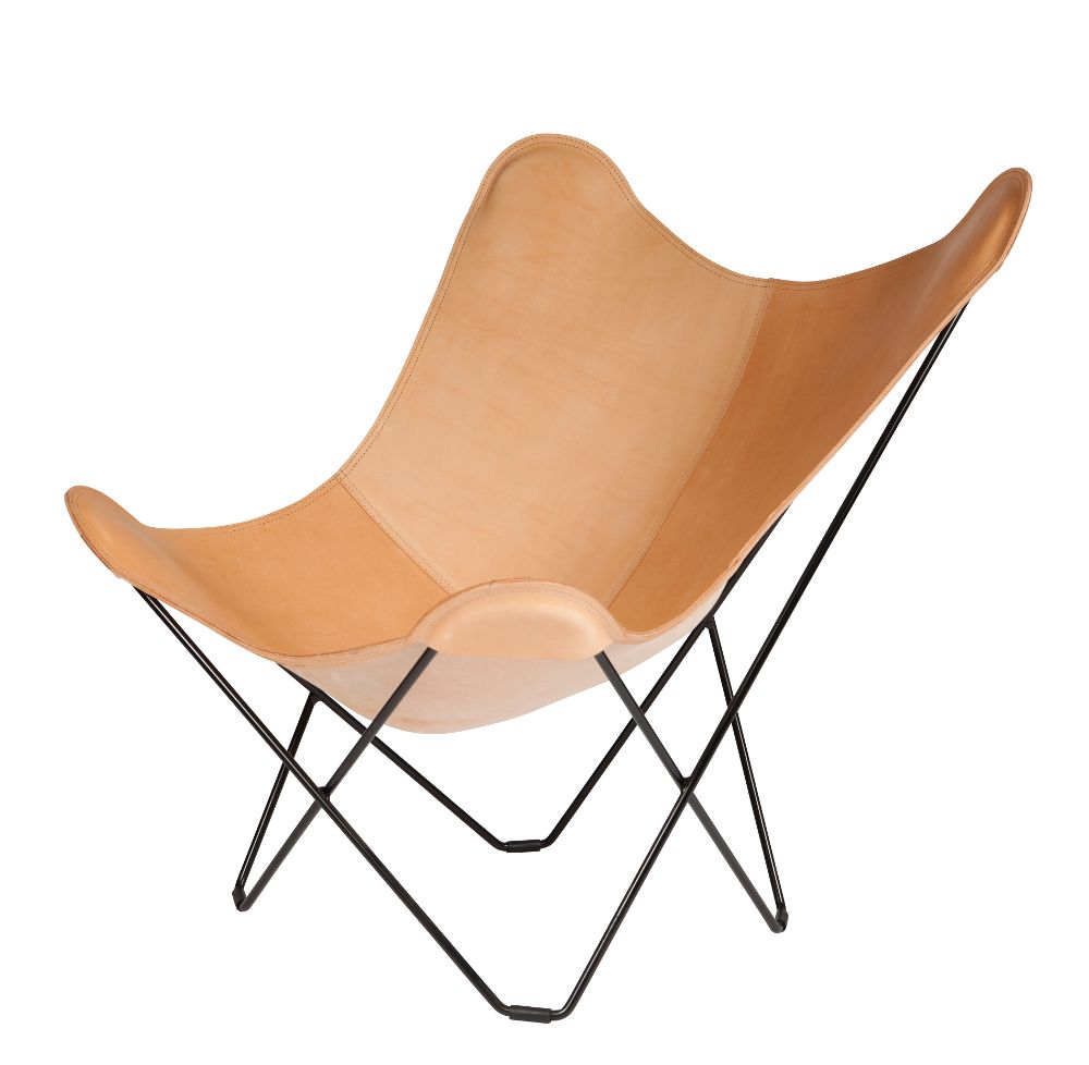 Design objects - Pampa Mariposa (leather armchair) - Black Structure - CUERO