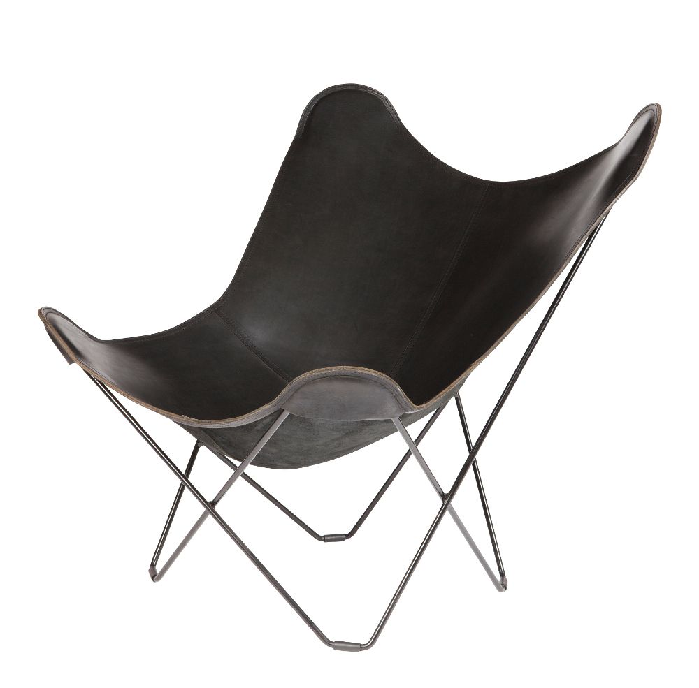 Design objects - Pampa Mariposa (leather armchair) - Black Structure - CUERO
