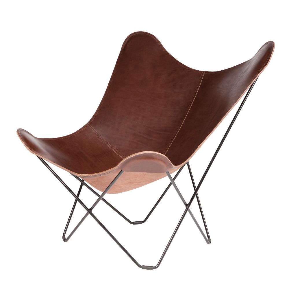 Design objects - Pampa Mariposa (leather armchair) - Black Structure - CUERO