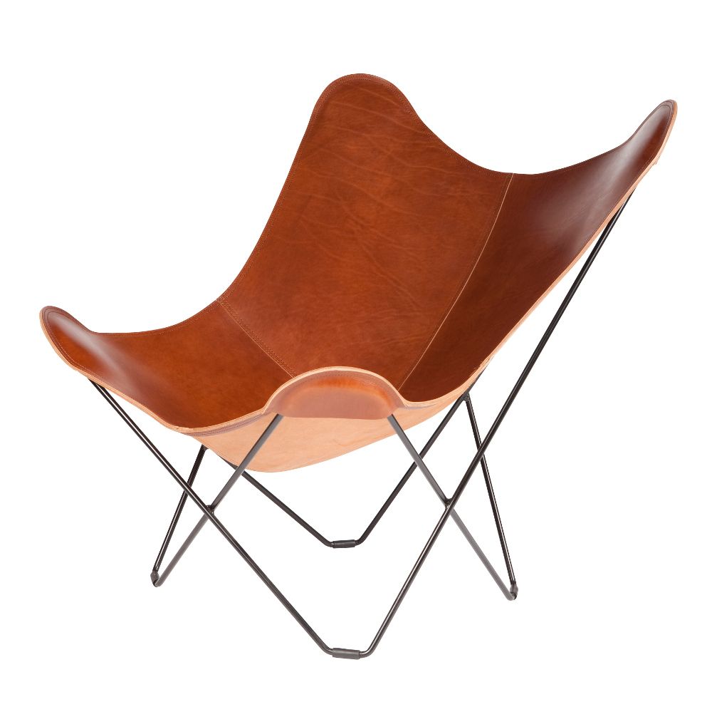 Design objects - Pampa Mariposa (leather armchair) - Black Structure - CUERO