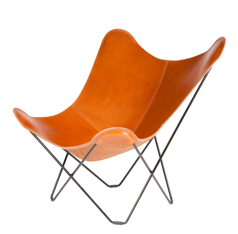 Design objects - Pampa Mariposa (leather armchair) - Black Structure - CUERO