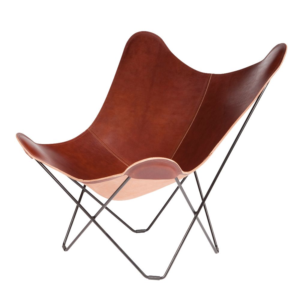 Design objects - Pampa Mariposa (leather armchair) - Black Structure - CUERO