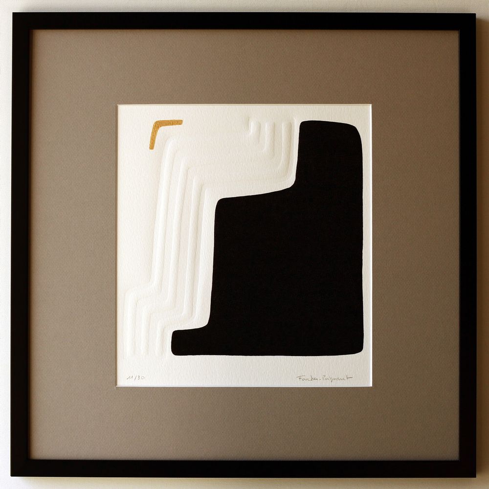Frames - Engraving and embossing 40 cm x 40 cm black. - FOUCHER-POIGNANT