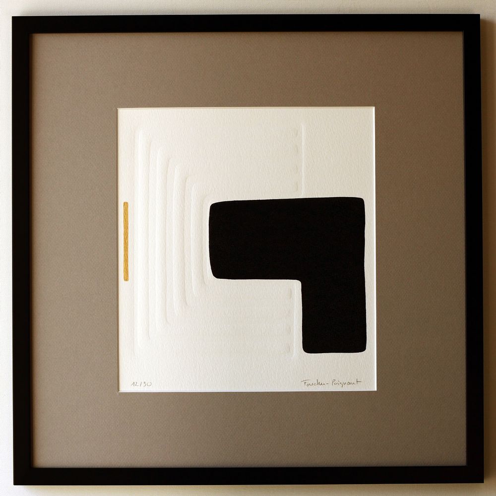 Frames - Engraving and embossing 40 cm x 40 cm black. - FOUCHER-POIGNANT