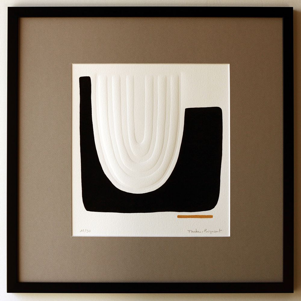 Frames - Engraving and embossing 40 cm x 40 cm black. - FOUCHER-POIGNANT