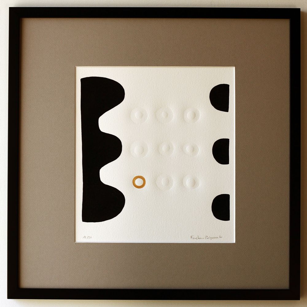 Frames - Engraving and embossing 40 cm x 40 cm black. - FOUCHER-POIGNANT