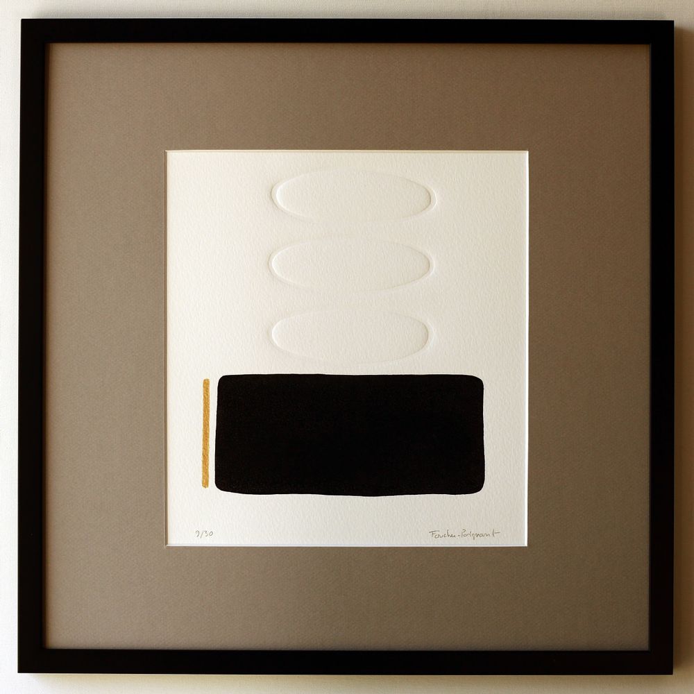 Frames - Engraving and embossing 40 cm x 40 cm black. - FOUCHER-POIGNANT