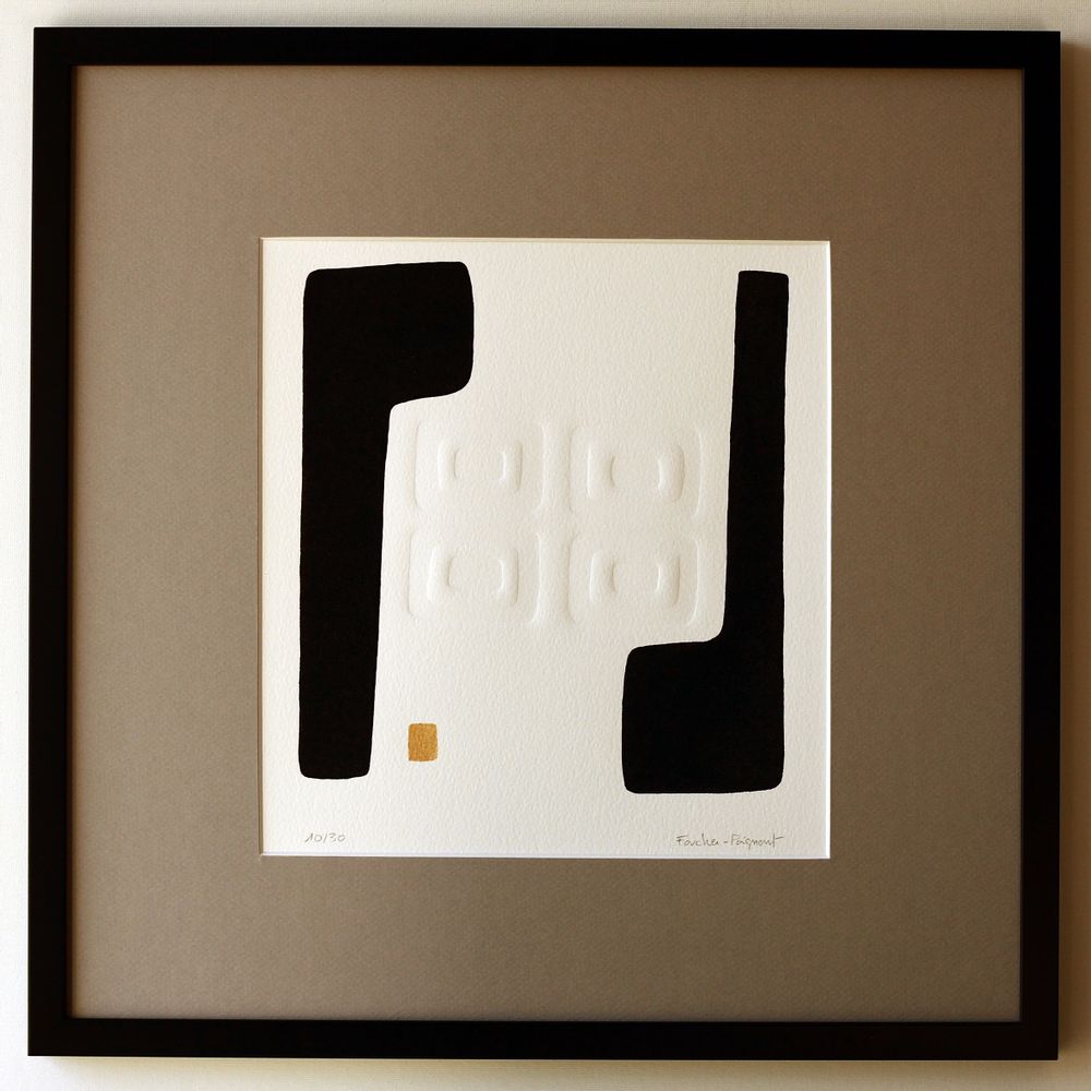 Frames - Engraving and embossing 40 cm x 40 cm black. - FOUCHER-POIGNANT