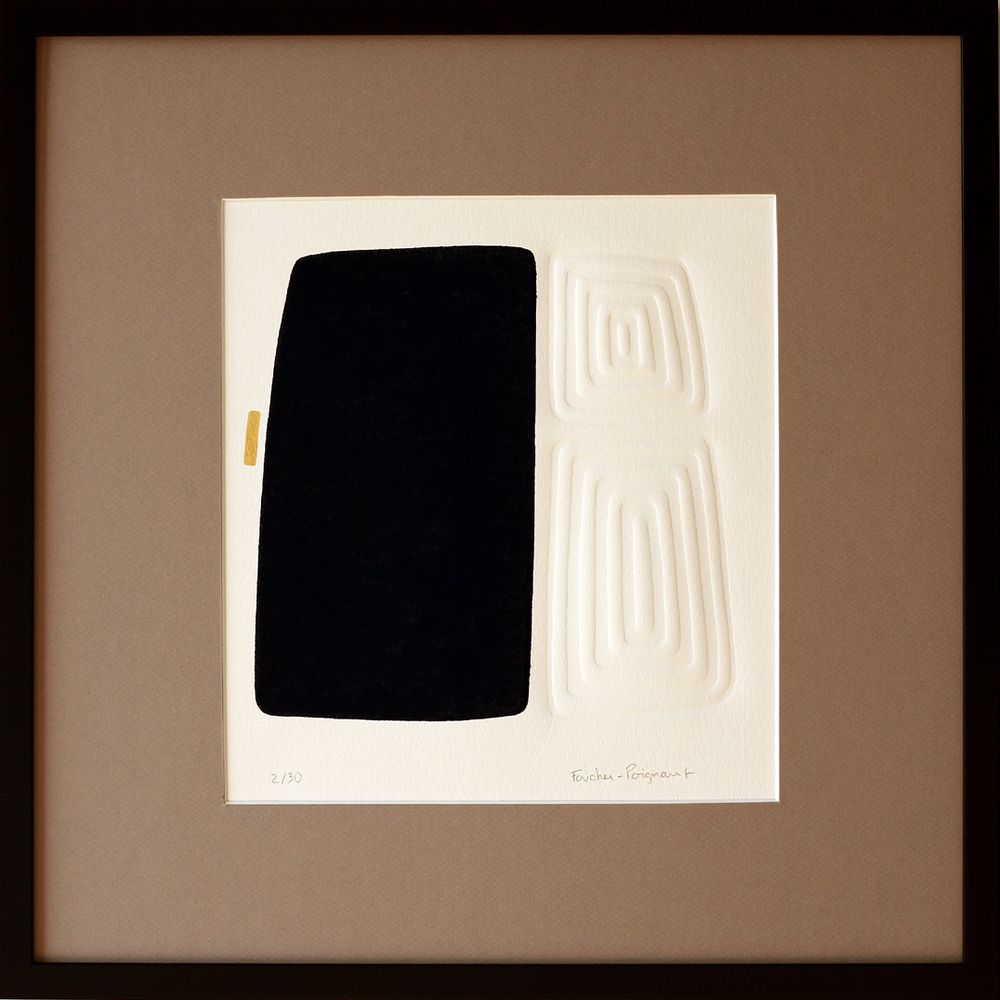 Frames - Engraving and embossing 40 cm x 40 cm black. - FOUCHER-POIGNANT