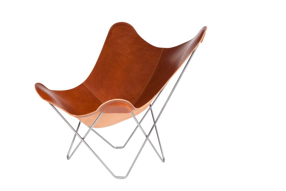 Objets design - Pampa Mariposa (fauteuil cuir) - Structure Chrome - CUERO