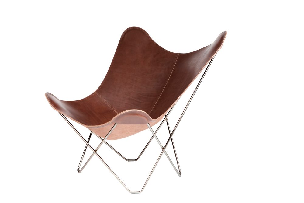 Objets design - Pampa Mariposa (fauteuil cuir) - Structure Chrome - CUERO