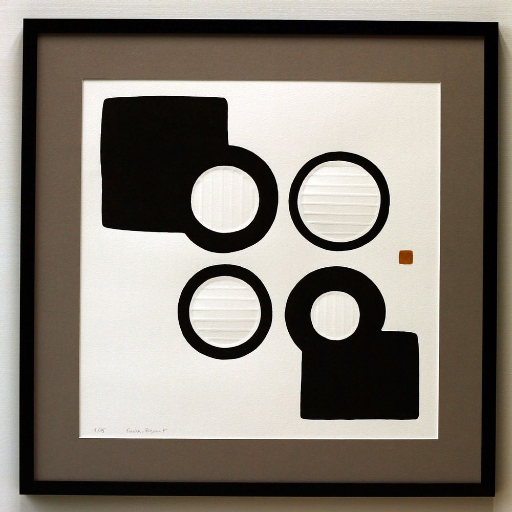 Paintings - Engraving and embossing 65 cm x 65 cm black - FOUCHER-POIGNANT