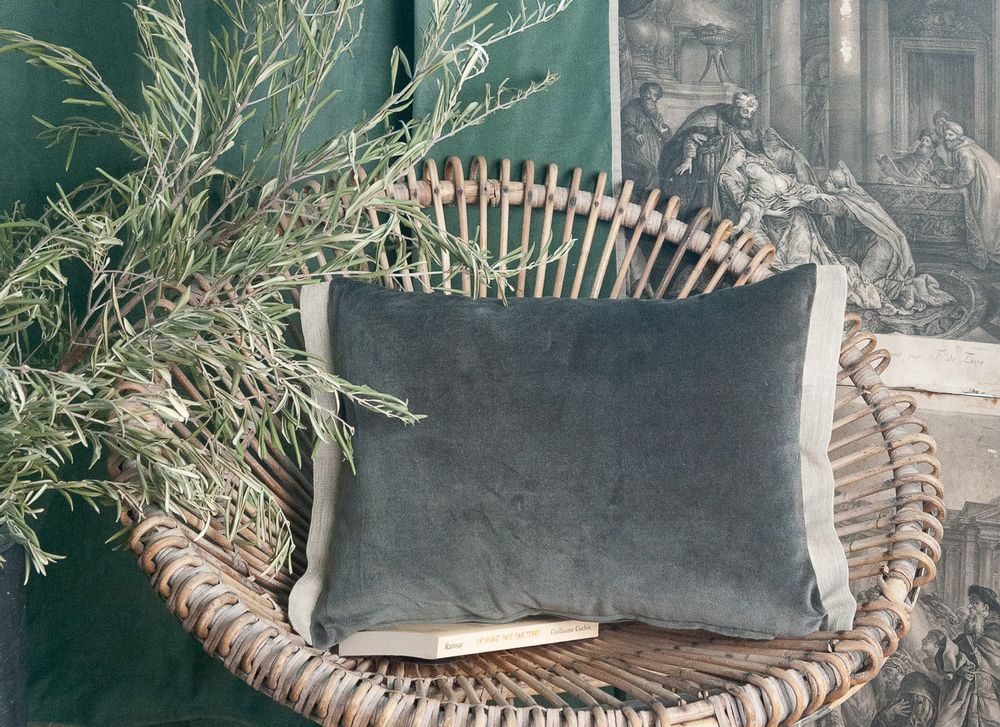Coussins textile - Coussin Médicis en velours de coton et lin. - EN FIL D'INDIENNE...