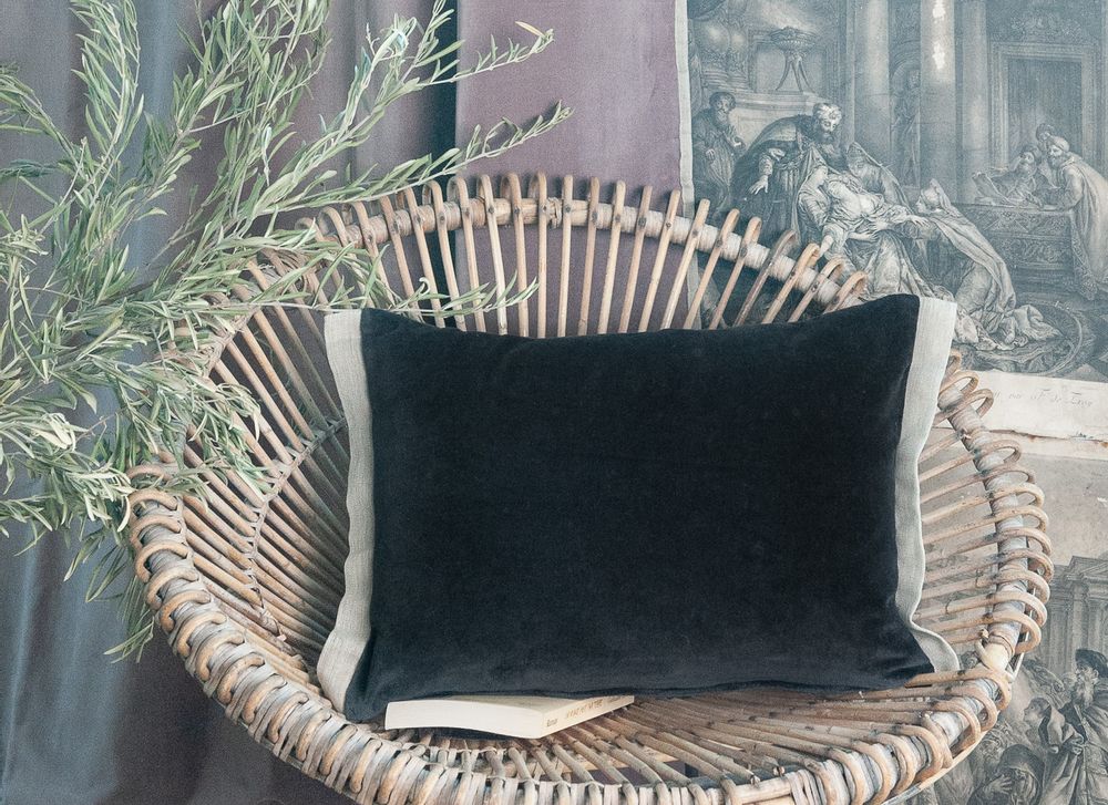 Coussins textile - Coussin Médicis en velours de coton et lin. - EN FIL D'INDIENNE...