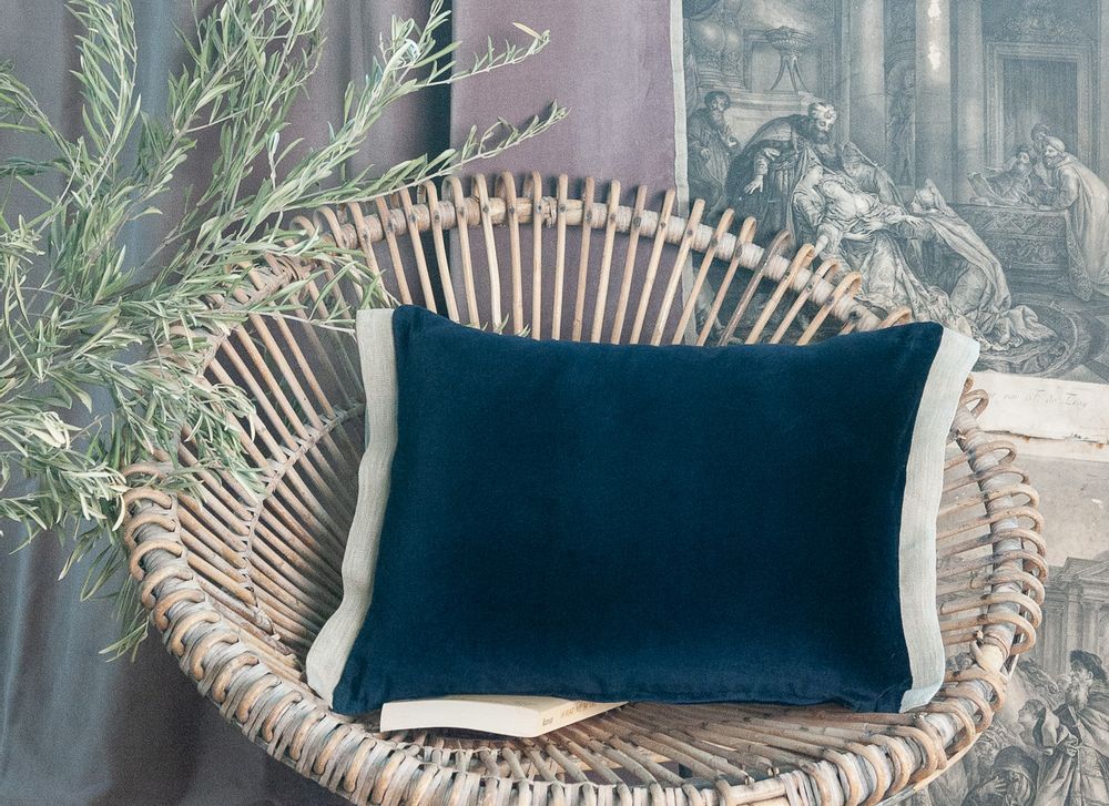 Coussins textile - Coussin Médicis en velours de coton et lin. - EN FIL D'INDIENNE...