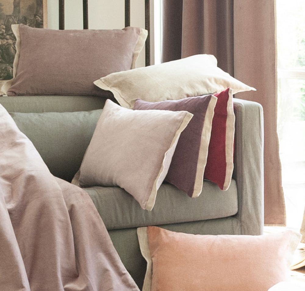 Coussins textile - Coussin Médicis en velours de coton et lin. - EN FIL D'INDIENNE...