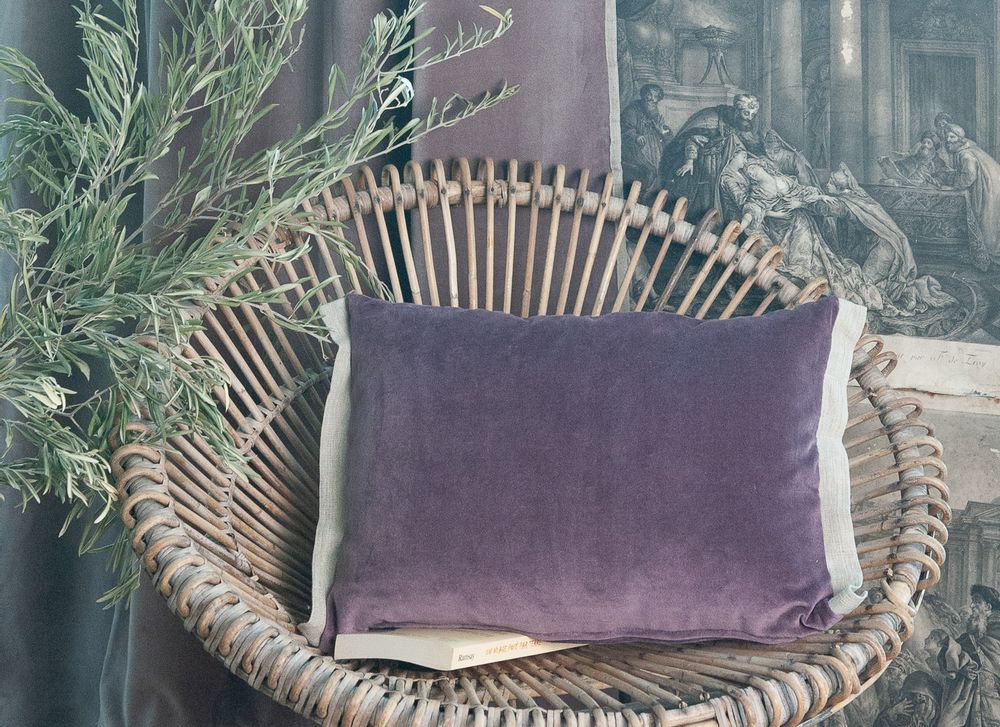 Coussins textile - Coussin Médicis en velours de coton et lin. - EN FIL D'INDIENNE...