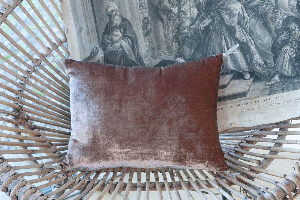 Coussins textile - FORTUNA 2 housses de Coussins en velours de soie et lin 25x35 cm - EN FIL D'INDIENNE...